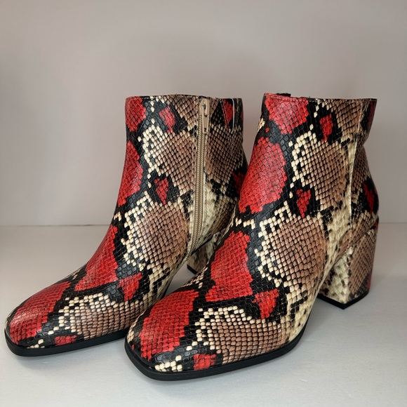 Mix No. 6 Phaux Leather Snakeskin Print Heeled Ankle Boots - Picture 4 of 9